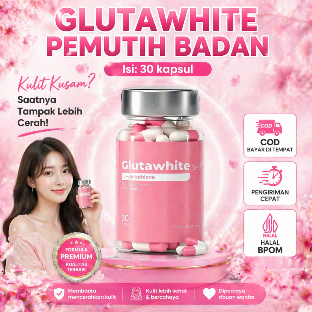 Glutawhite Skin Original 30 Kapsul Pemutih Badan Kulit Cerah Whitening Glowing BPOM