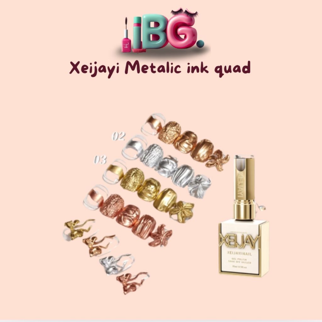 Xeijayi metalic nail ink quad Kutek metalic xeijayi Kutek gel metalic Kutek gel gold Kutek gel rosegold metalic