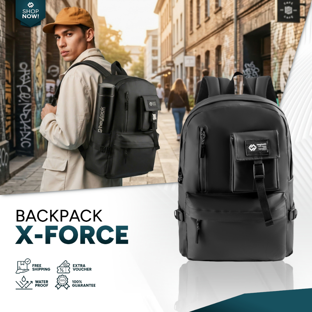 New Arrival - Tas Ransel Pria X-FORCE Tas Laptop Punggung Water Resist Backpack Cowo Tas Leptop Seko