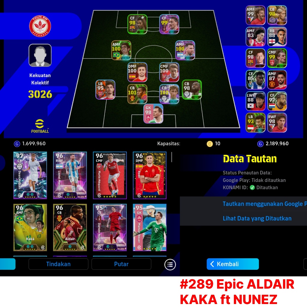 Akun eFootball Mobile 2026 Starter EPIC Murah | reg indo Konami id