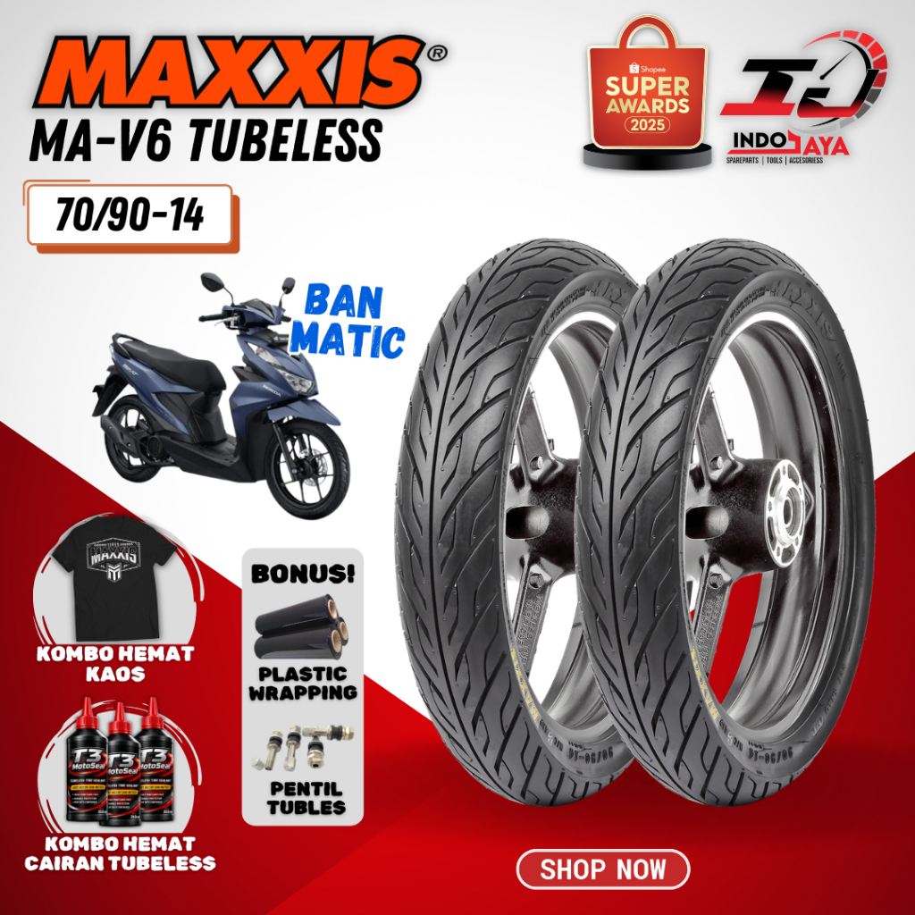 [BAYAR DI TEMPAT] MAXXIS MA-V6 TUBBLES 70 / 90 - 14 / BAN MAXXIS 70/90-14 / 70-90-14 TUBELESS BAN LU
