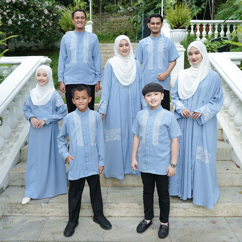 Zayra Hijab | Shaima Sky Blue - Gamis Dewasa Abaya Koko Pria Dewasa Anak Panjang Pendek Bordir Dress