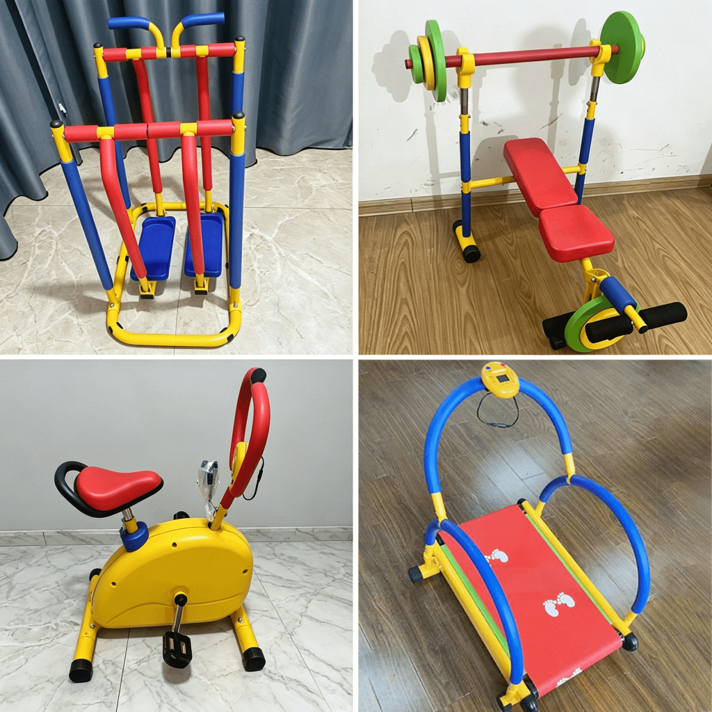 Alat Fitness Anak Gym Mainan Olahraga Anak Sepeda Statis / Treadmill / Angkat Beban / Sp Walker Nama
