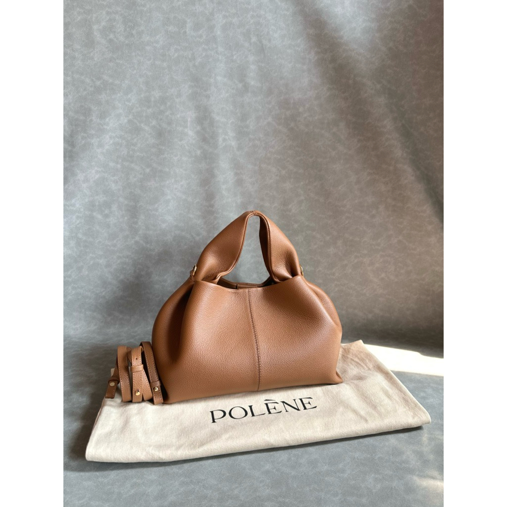 preloved polene neuf reguler camel brown authentic original leather shoulder crossbody bag