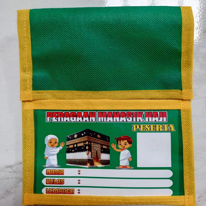 Tas Manasik Haji Anak Lucu Selempang warna hijau tua