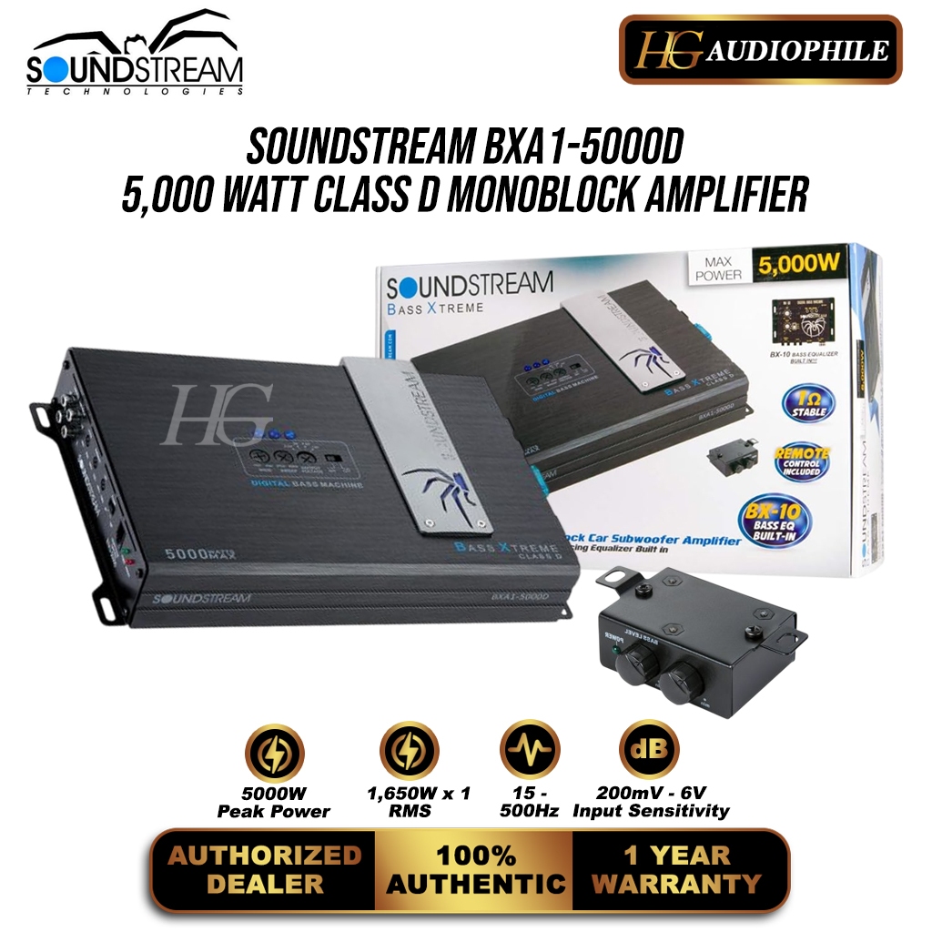 Soundstream BXA1-5000D Bass Xtreme 5,000 Watt Power Monoblock Class D Amplifier