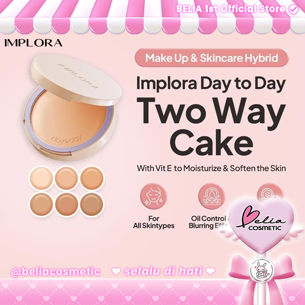 [ BELIA ] IMPLORA Day to Day Two Way Cake | TWC | Powder Foundation | Bedak Padat | Smooth Finish