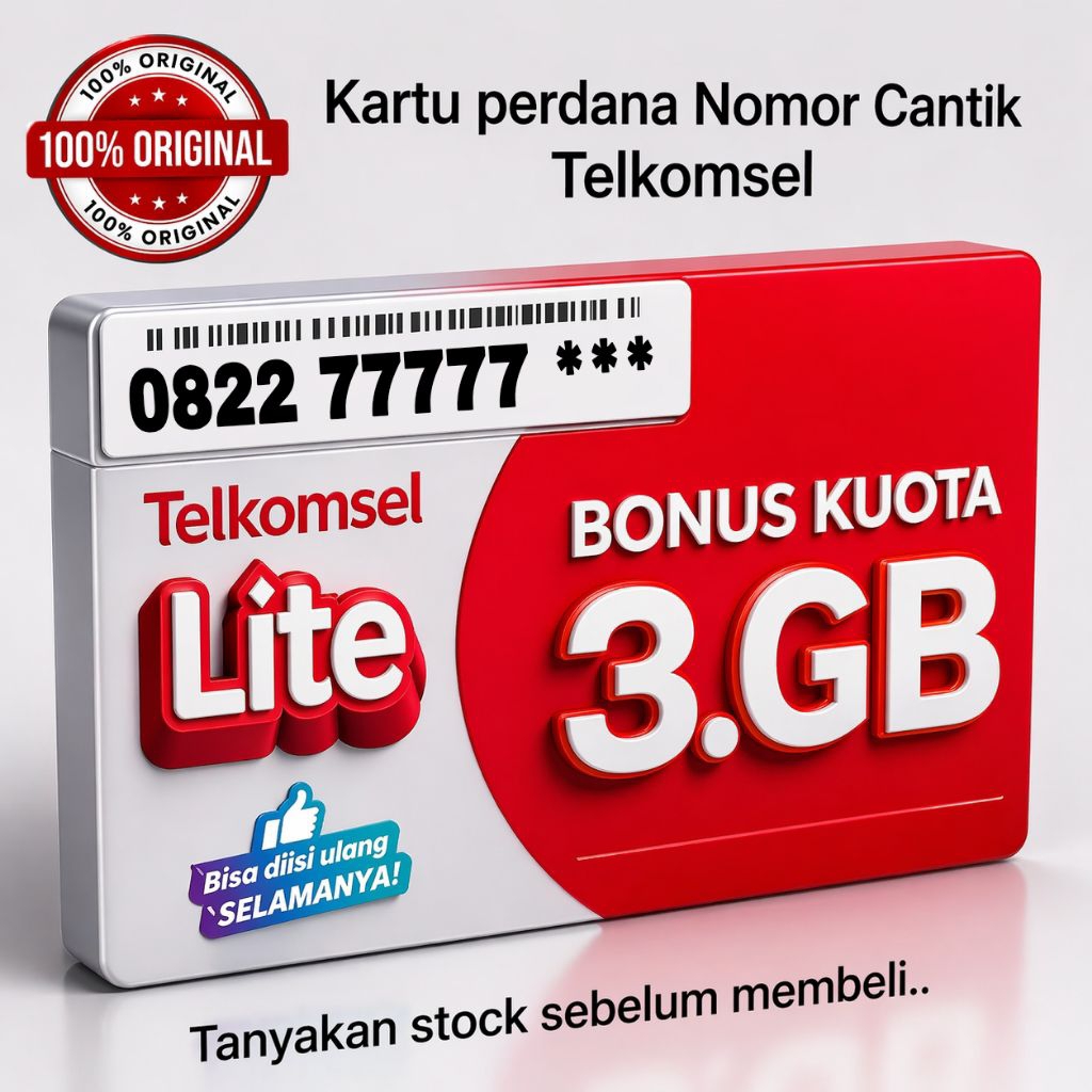 Nomor Cantik Telkomsel Kartu Perdana Master 7777 Rapih