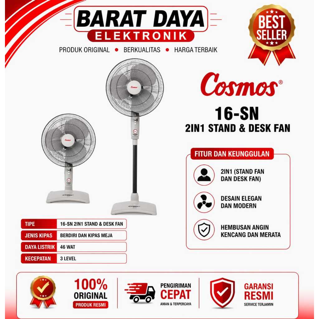 Kipas Cosmos Twino 16SN Kipas Angin Berdiri-Duduk Kipas Angin Cosmos