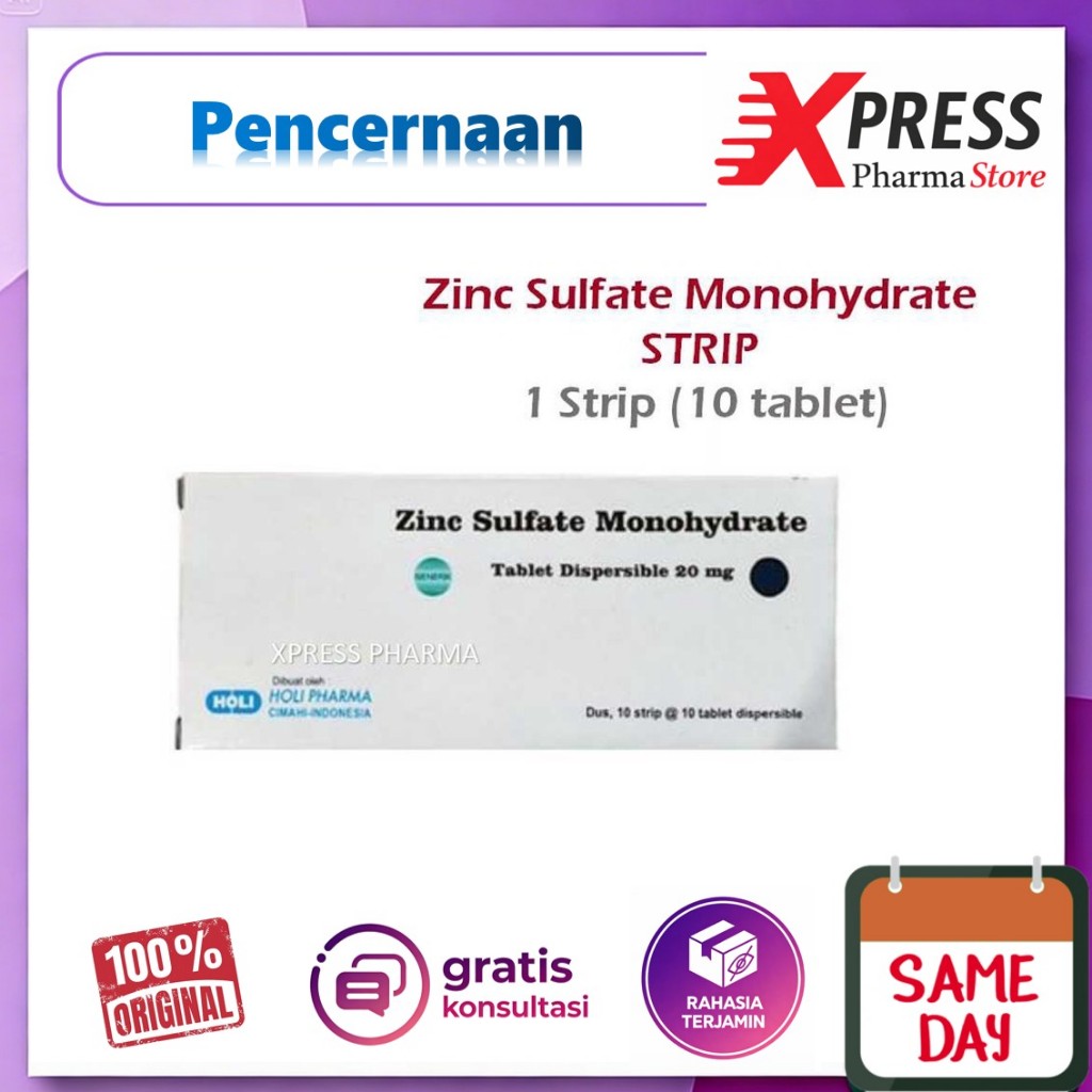 XPRESS  ZinC STRIP Obat Diare Zink Sulfate Sulfat Zing Jing Monohidrat Monohydrate Monohidrate Holi 