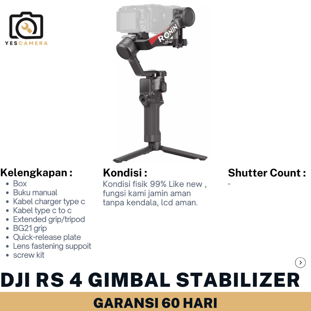 DJI Ronin S4 RS4 RS 4 Gimbal Stabilizer Kamera (Bekas) - Bergaransi 2bulan, Blueetooh 5.1, Kontrol W