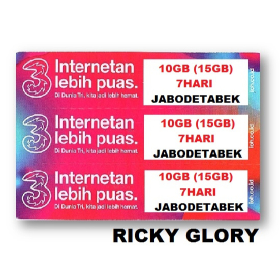 VOUCHER TRI HAPPY 10GB (15GB) 7HARI JABODETABEK