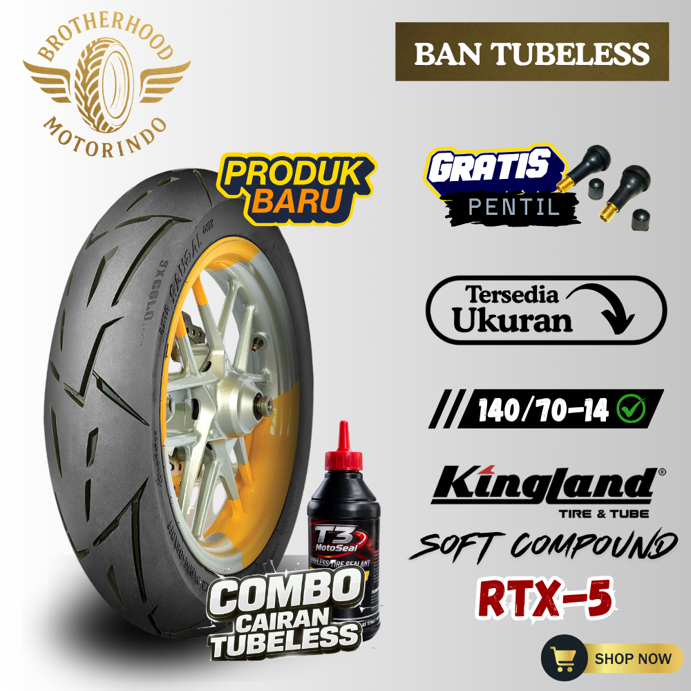 BAN KINGLAND KING JAGUAR RTX 5 TUBLES RING 14 (140/70-14) BAN TUBLES RING 14 / BAN DONAT / BAN MATIC