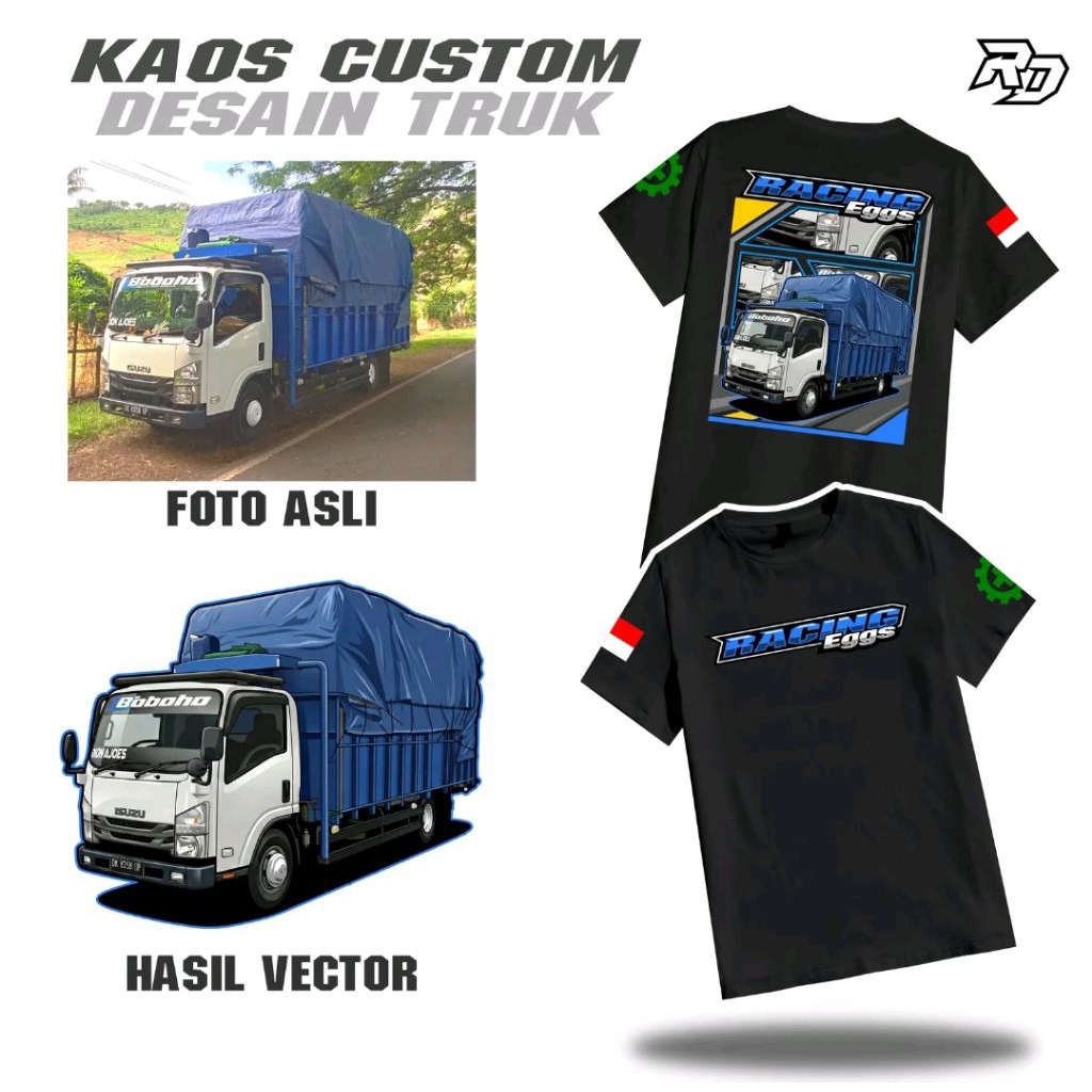 custom kaos satuan desain vector truk reelden