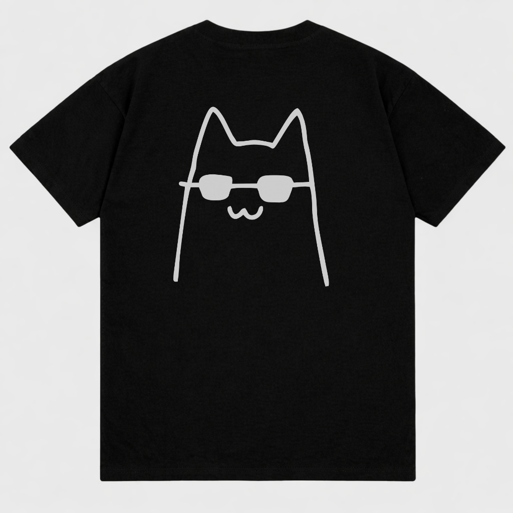 itaitu original Kaos  Wanita Pria Kucing Kacamata Lucu Streetwear Hitam Premium Cotton Unisex Trendy
