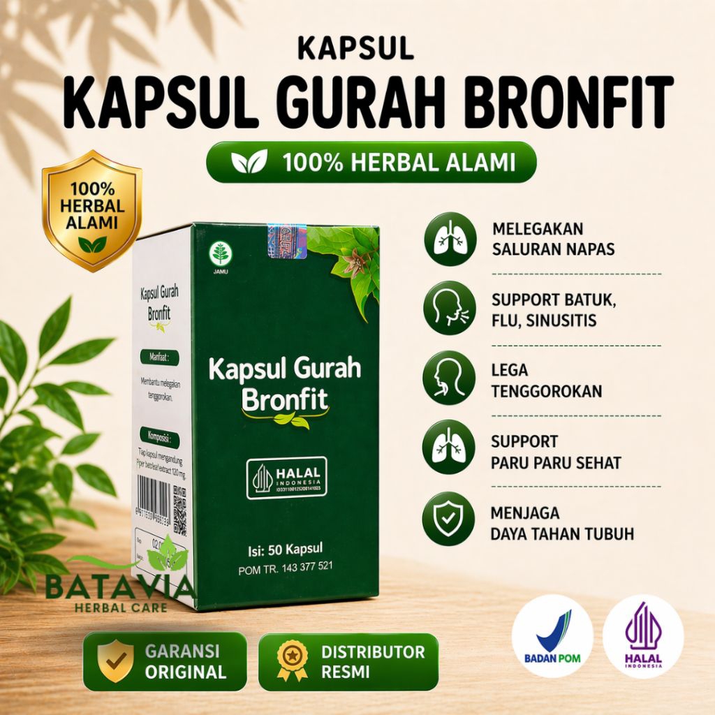 Bronfit Kapsul Gurah Naturafit Herbal Flu Batuk Tenggorokan