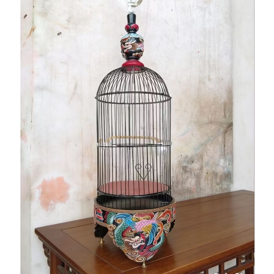 sangkar pleci/ burcil ukir naga vs burung