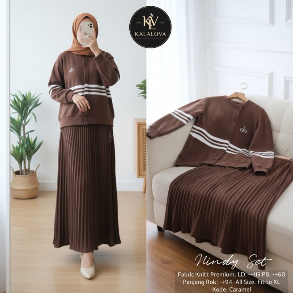 NINDY SET KNIT PREMIUM - ONE SET WANITA TERKINI