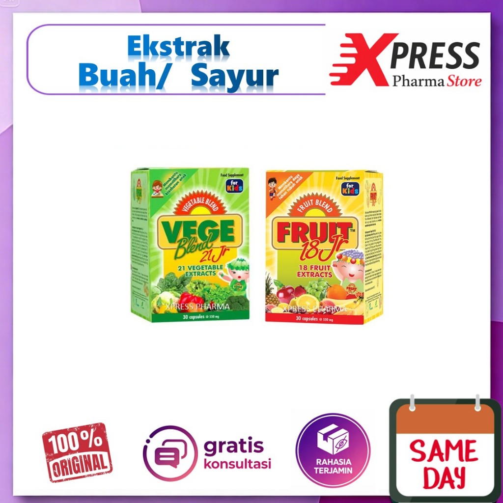 XPRESS  Vegeblend / Fruit 18 Jr Serat Buah Sayur Fruits Vege Blend Vitamin 21
