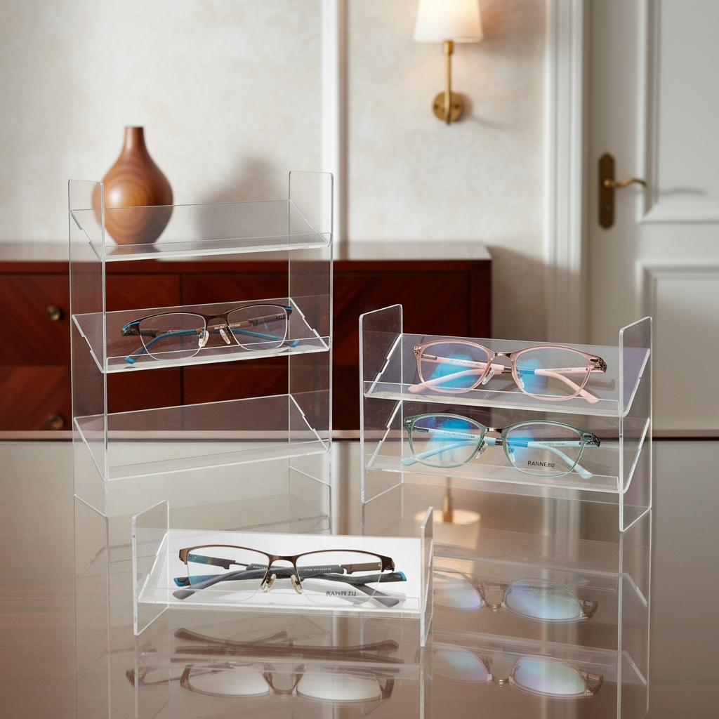 Rak Display Kacamata Serbaguna Akrilik Stand Pajangan Kacamata Toko Optik Susun 2 3 Tier K26