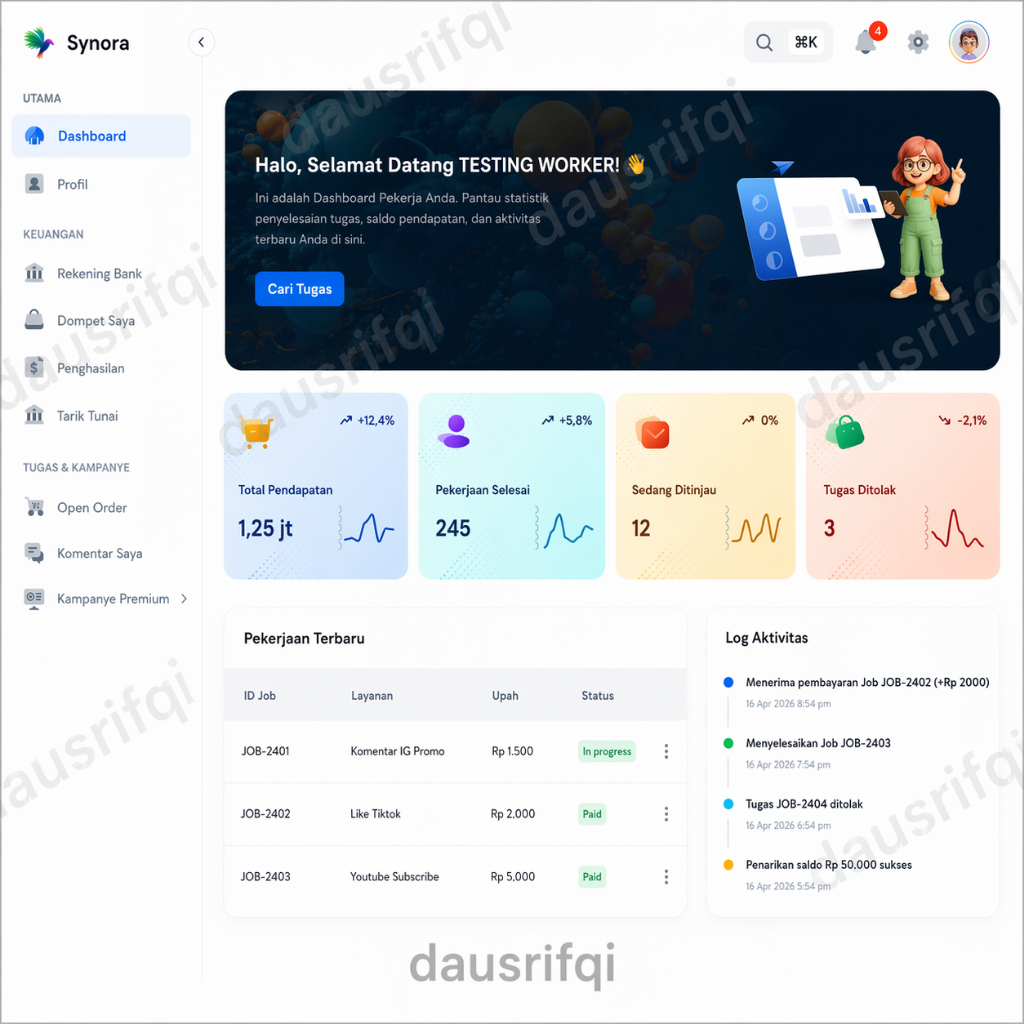 Custom Web App & Sistem Digital (Dashboard, SMM, Marketplace, dll)