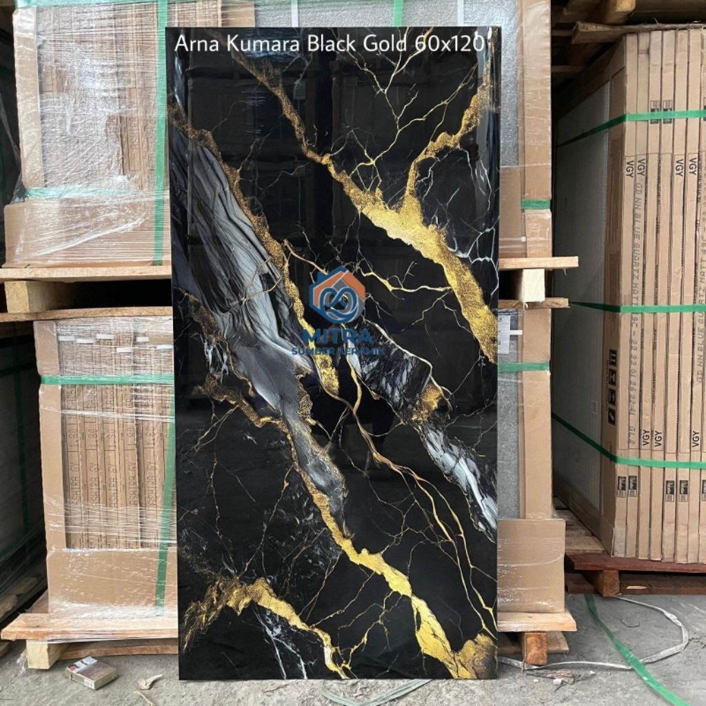 Granite Lantai 60x120 Kumara Black Gold | Arna | Glazed Polished