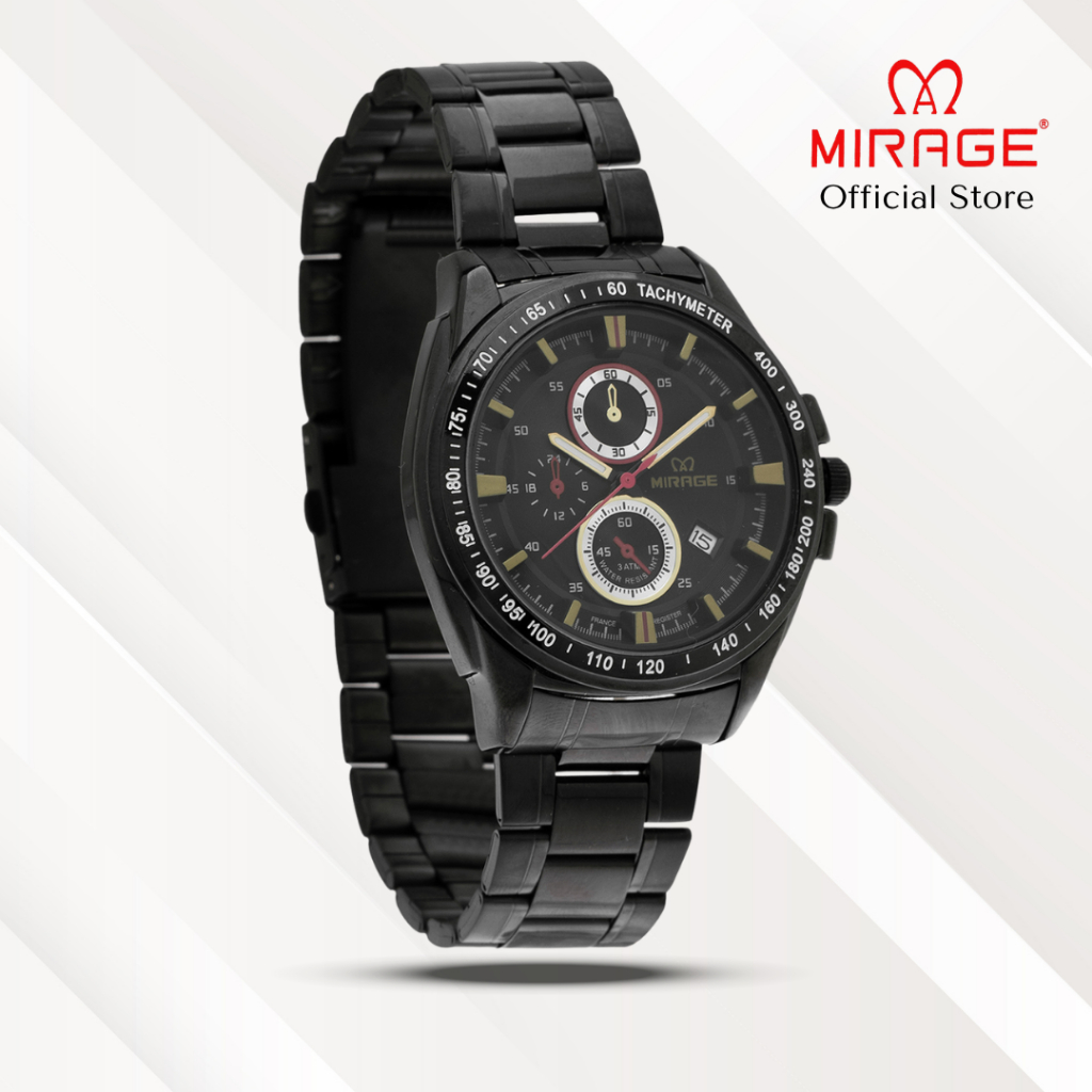Mirage Jam Tangan Pria Analog 7614 M Full Black Original Stainless