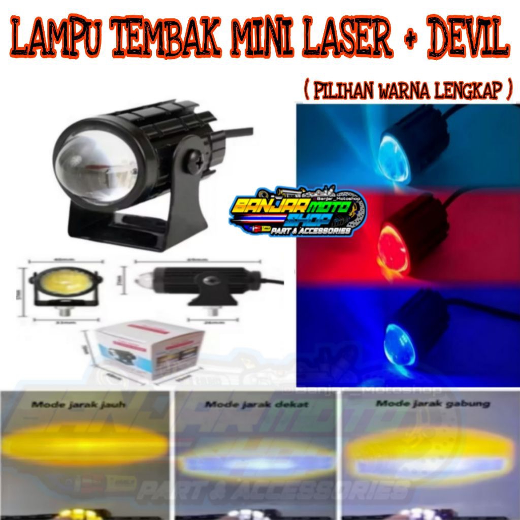 LAMPU TEMBAK MINI LASER+DEVIL MOTOR MOBIL / LAMPU SOROT LASER