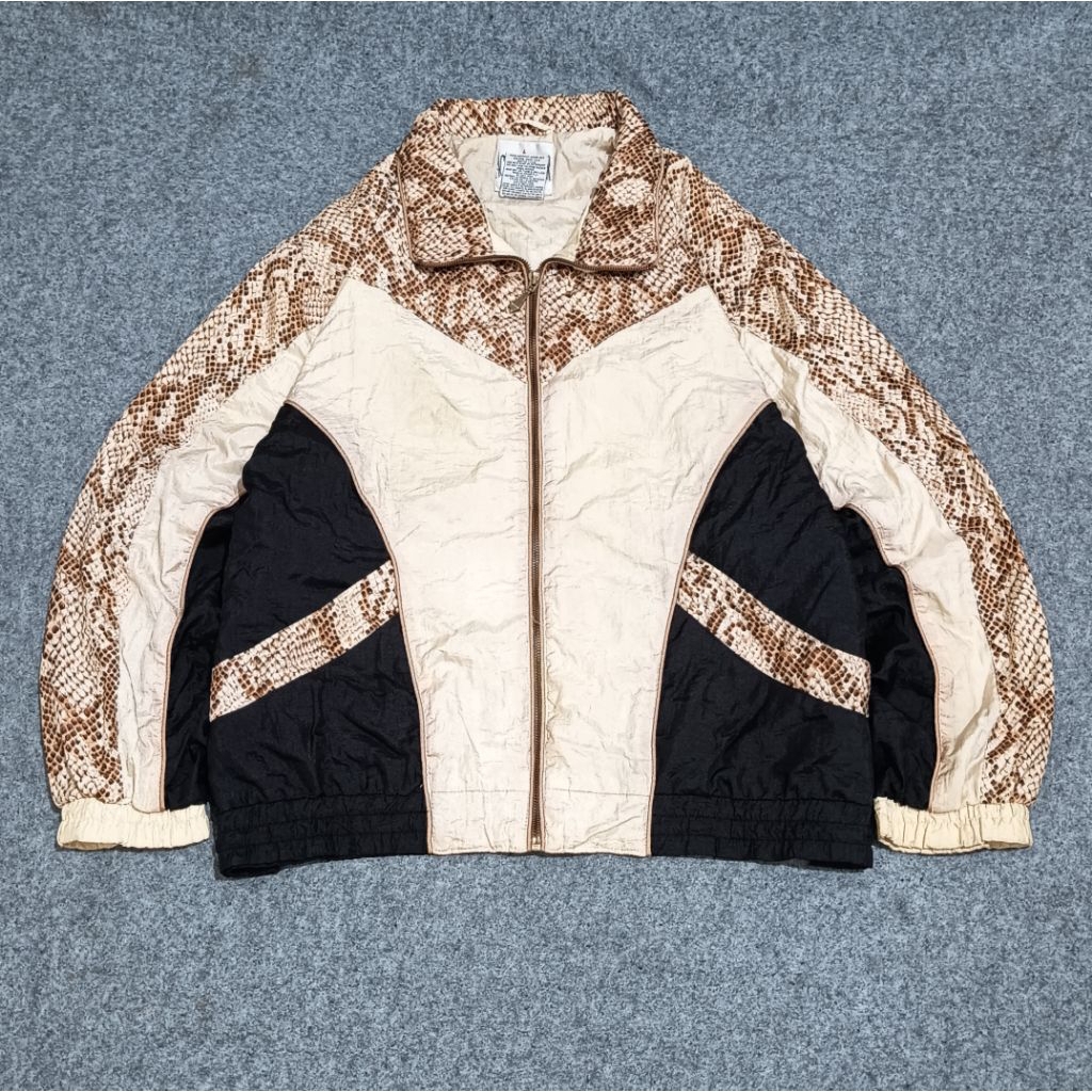 VINTAGE ACTIVE FRONTIER SNAKESKIN PRINTED NYLON JACKET