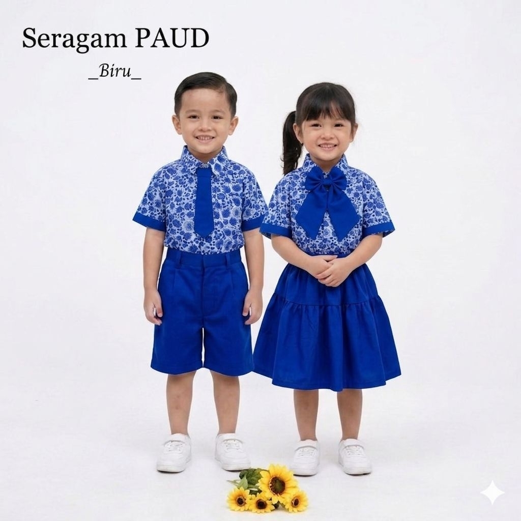 Seragam Batik Anak Sekolah Paud Nasional Warna Biru