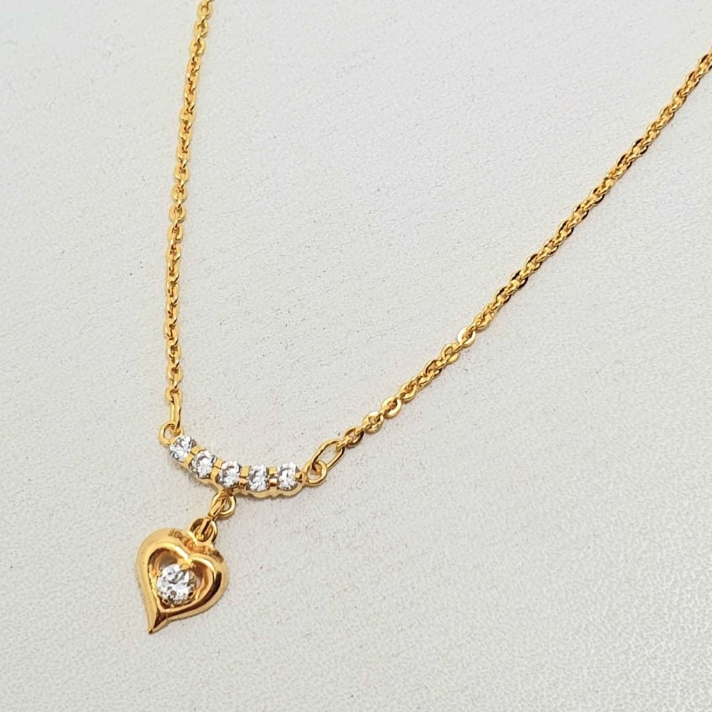 Kalung Rante Anak Emas Muda Bandul Love Mata Putih 2 Gram