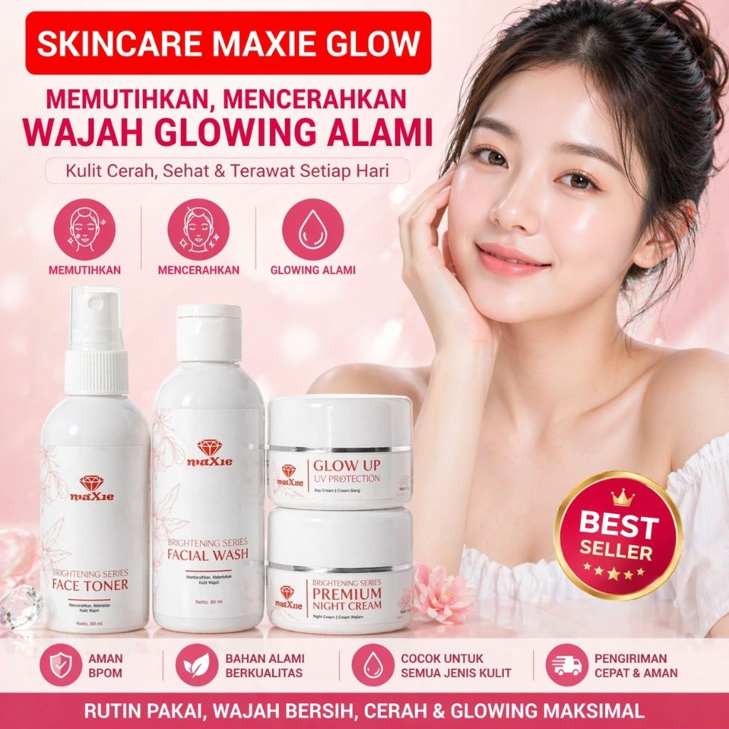 BPOM MAXIE GLOW SKINCARE KEMASAN BARU ORIGINAL / MAXIE ORIGINAL / SKINCARE BRITENING PENCERAH WAJAH 