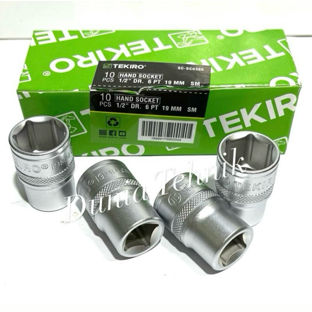 TEKIRO Mata Kunci Sok 19 mm Mata Sok Mata Sock Shock 19 mm 1/2” DR 6 PT Kunci Sok Set Stang Kunci So