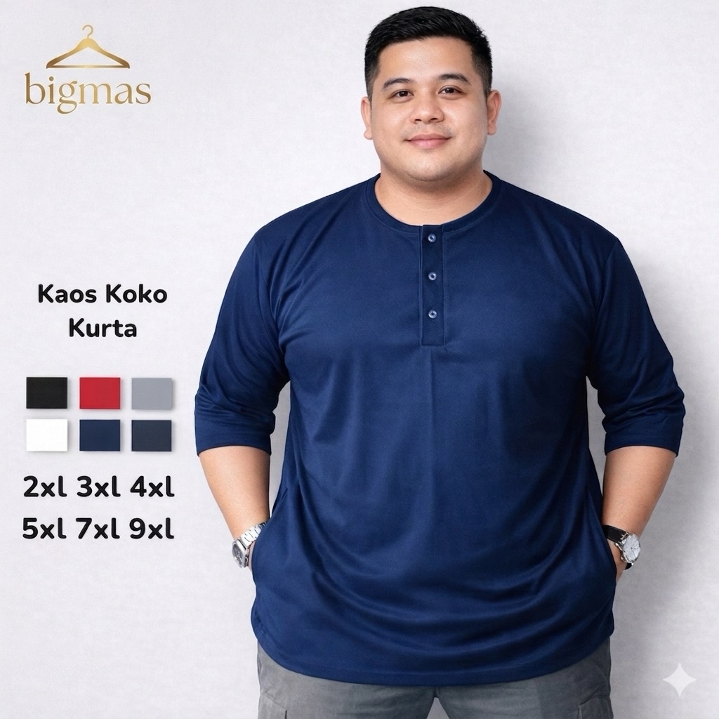Kurta Pakistan bahan kaos lengan 3/4 baju Koko pria jumbo ukuran XXXL XXXXL 5XL 7XL 9XL