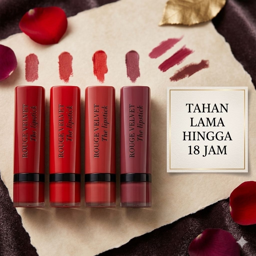 lipstik matte BOURJOIS PARIS  tahan hingga 24 jam tidak menempel di gelas