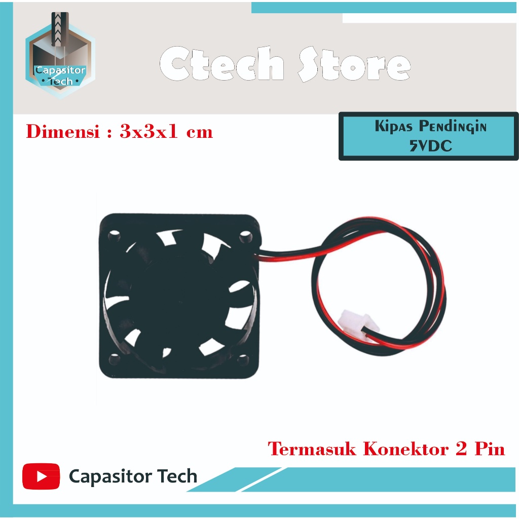 Fan 5V DC 3x3x1cm Kipas Pendingin Mini 2 Pin