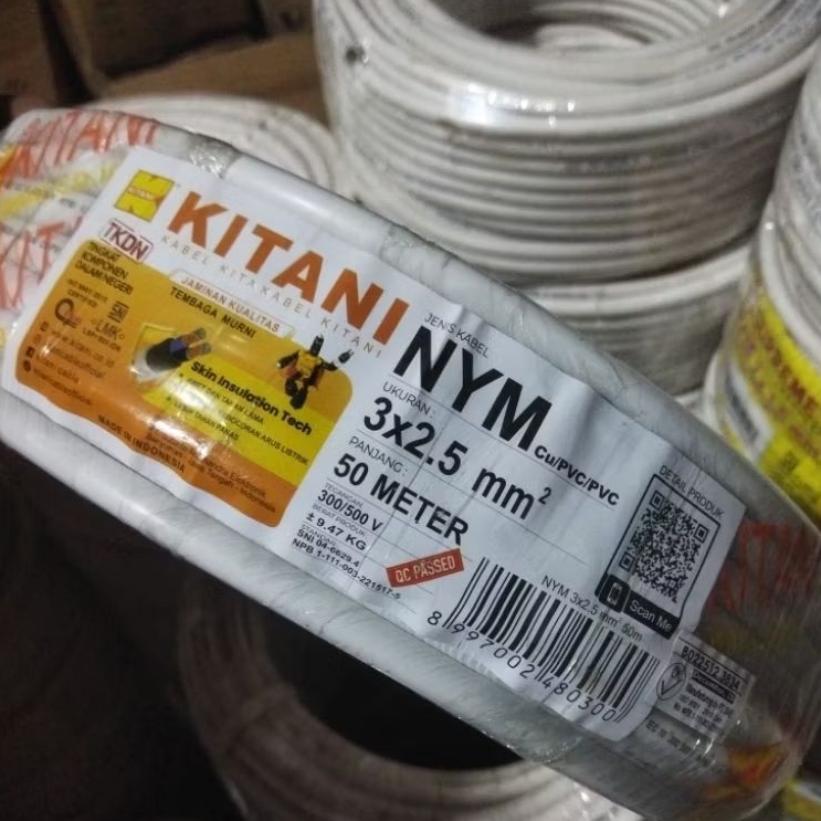 KABEL KITANI NYM KITANI 3×2.5mm PANJANG 50 METER TEMBAGA ASLI