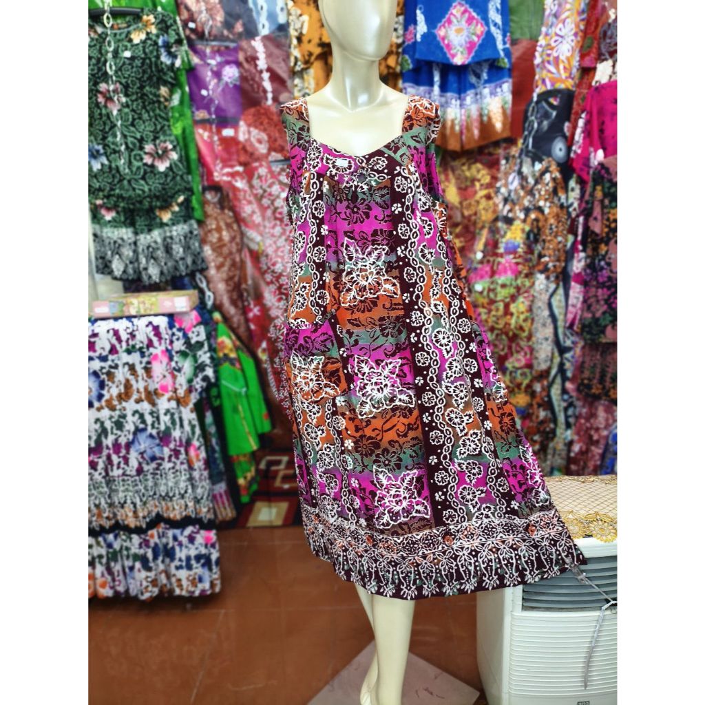 Daster Gadis Remaja Jumbo Batik Cetak Premium Tali Papan Pita Kantong Satu LD 116 cm | Adem Nyaman