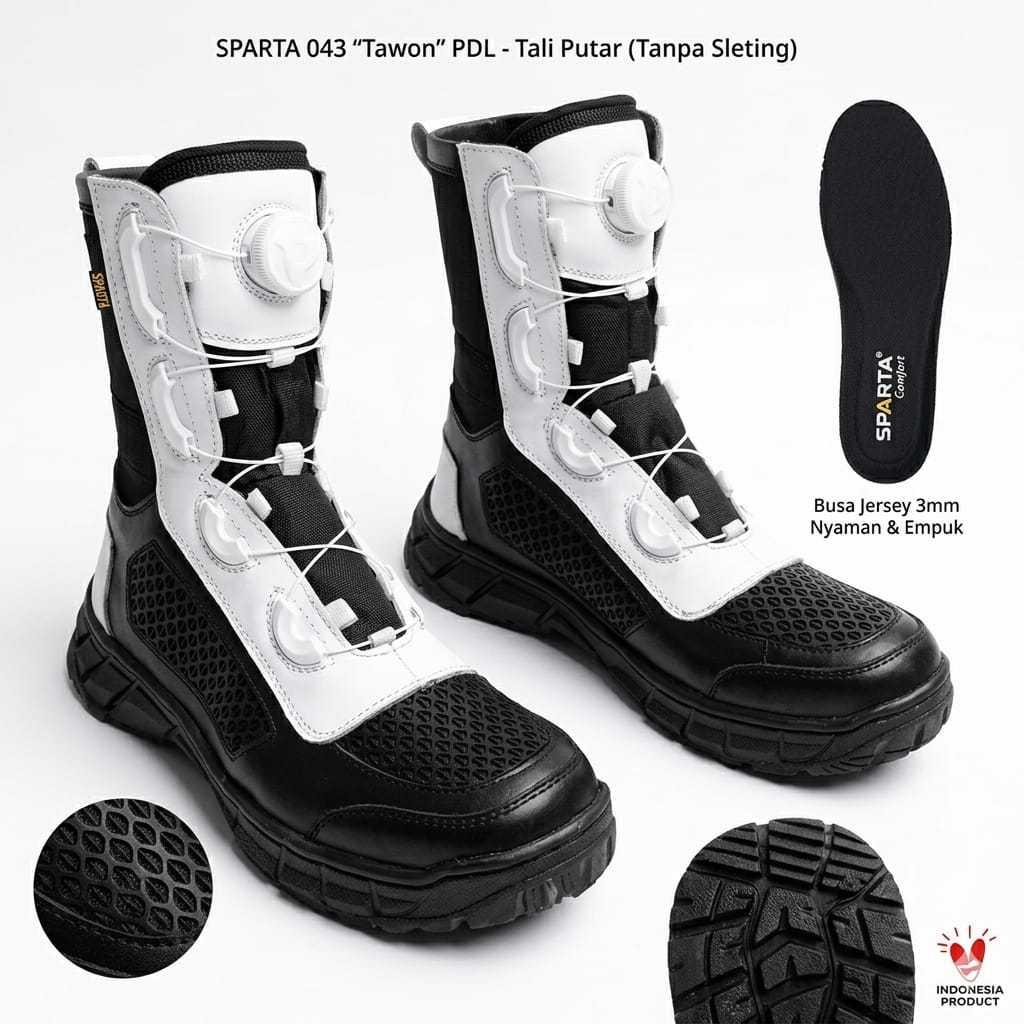 SEPATU PDL KULIT PROVOST POLRI TALI PUTAR DAN TALI BIASA 043+044 SPARTA