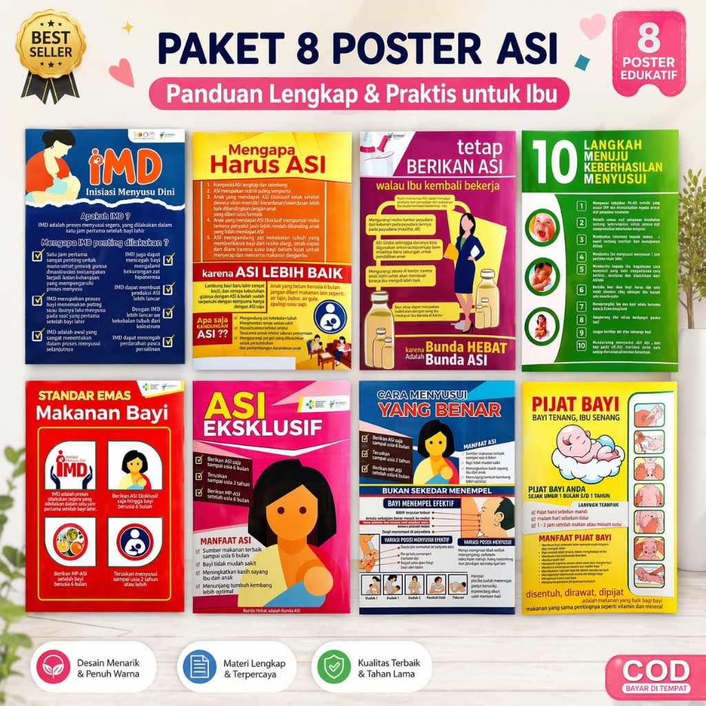 Paket Poster | Paket 8 Poster ASI | Poster Menyusui | Promkes Klinik | Kebidanan