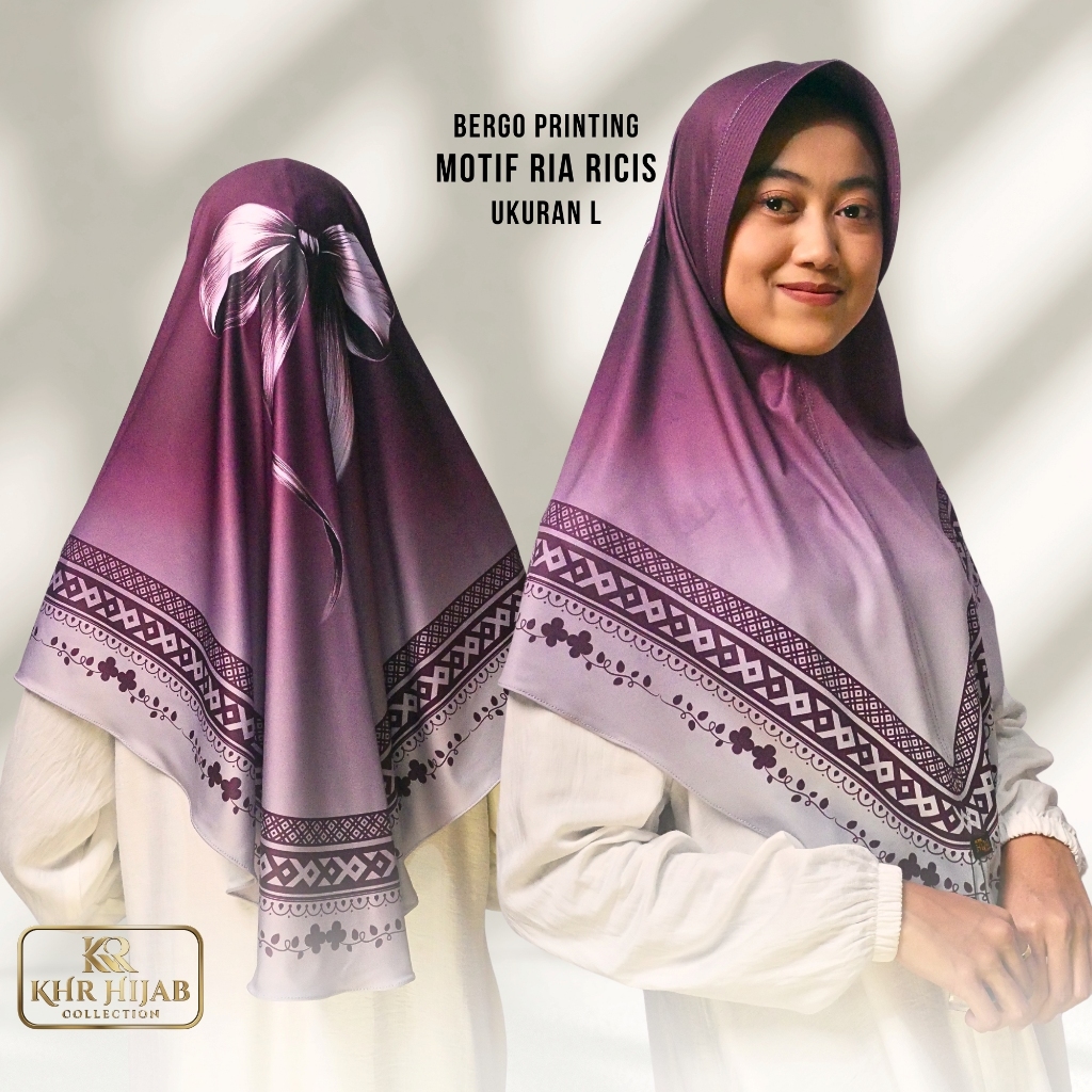 KHR - Bergo Printing Motif Gradasi Pita Ria Ricis Size L