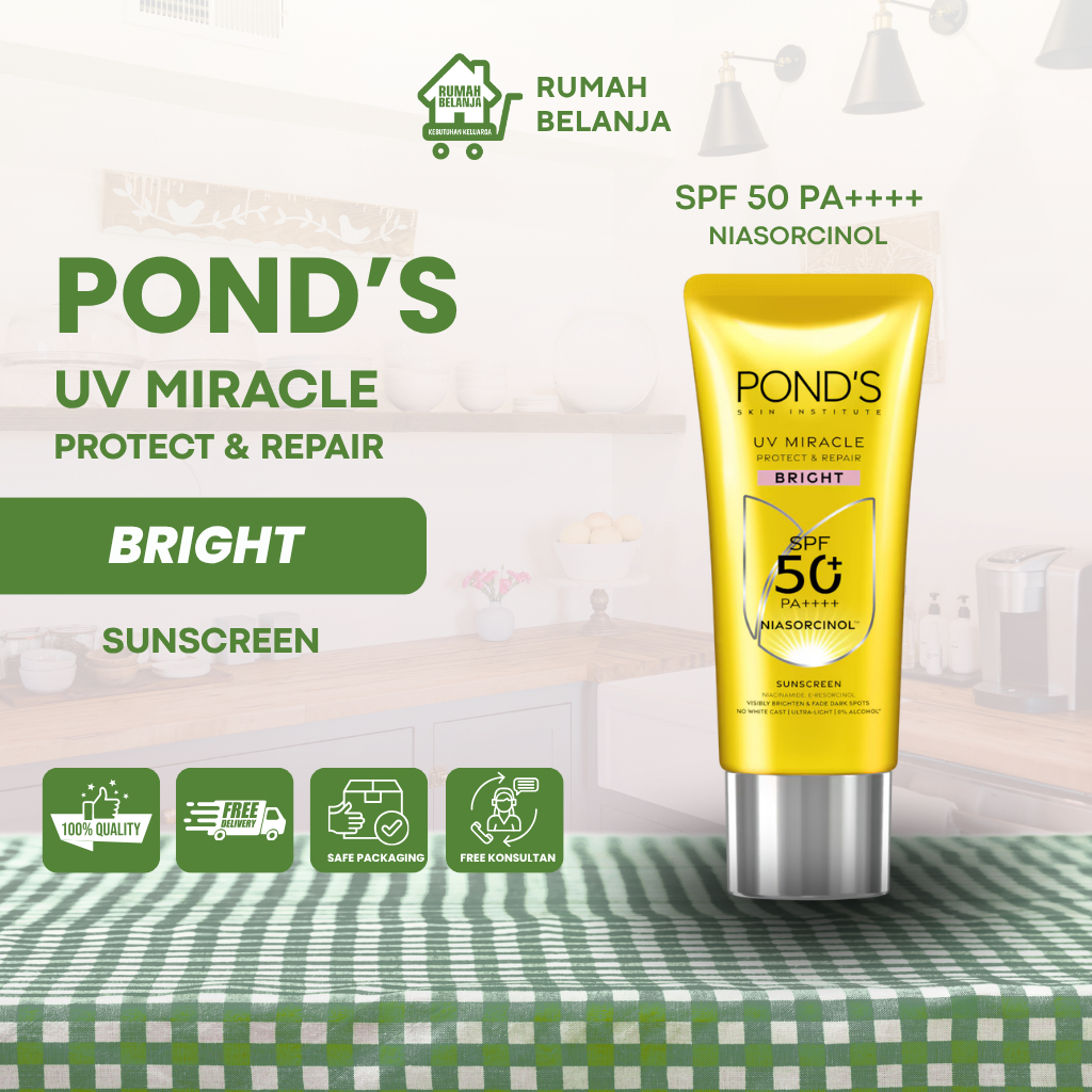 PONDS UV Miracle Bright Sunscreen SPF 50 PA++++ 25g Tabir Surya Wajah Mencerahkan Gluta-Niasorcinol 