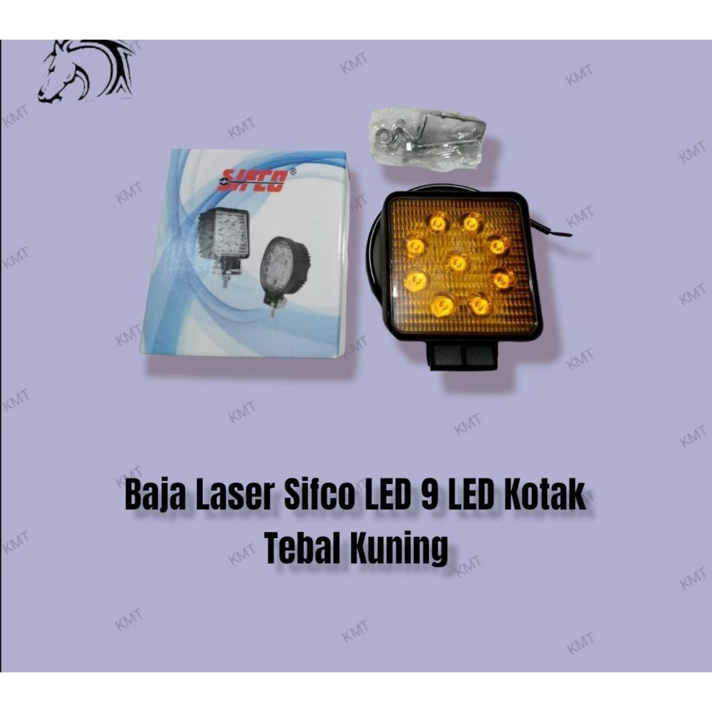 Baja Laser Sifco LED 9 LED Kotak Tebal Kuning
