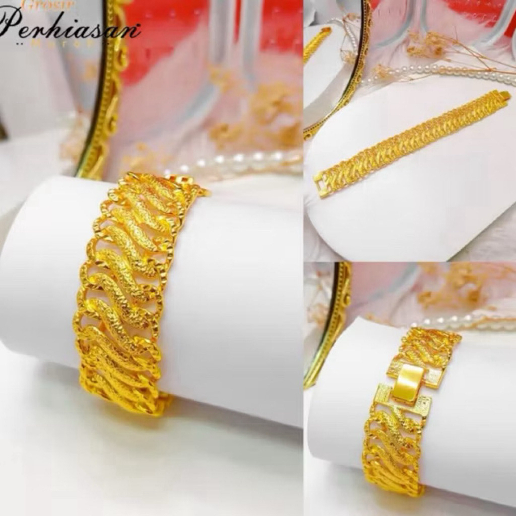 GELANG TANGAN WANITA BANGKOK MOTIF S TITANIUM ELEGAN