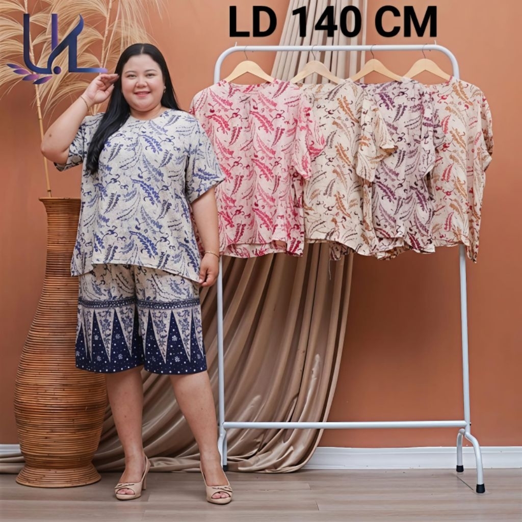 Setelan Kulot Jumbo Gogo LD 140 cm Busui Friendly One Set Wanita bisa COD