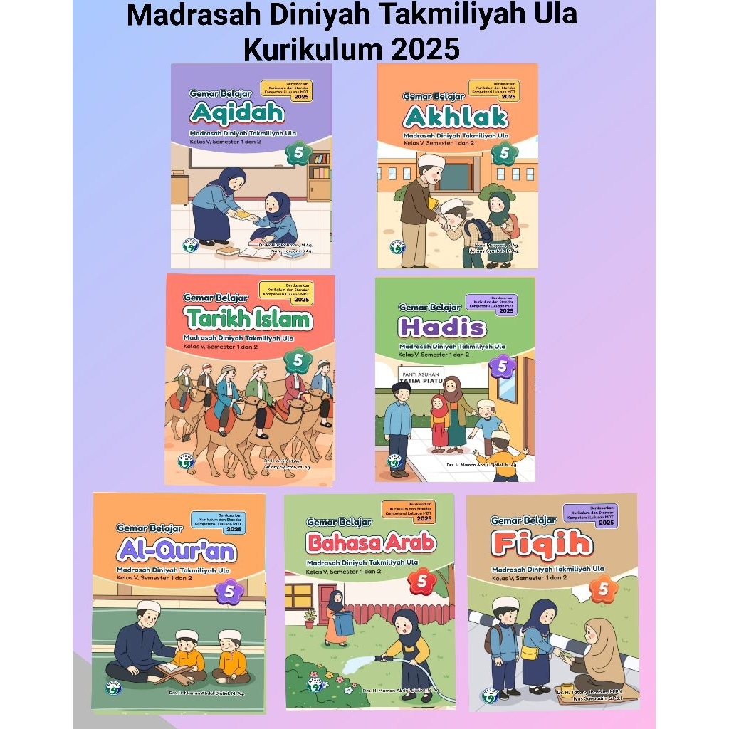 Buku PAKET MDTA / MDTU KELAS 5 - Madrasah Diniyaah Takmiliyah Ula Kurikulum 2025 - 7 MATA PELAJARAN