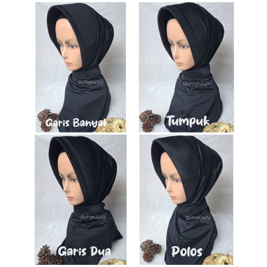 Jilbab Olahraga Bhayangkari Hitam bahan Sutra PREMIUM