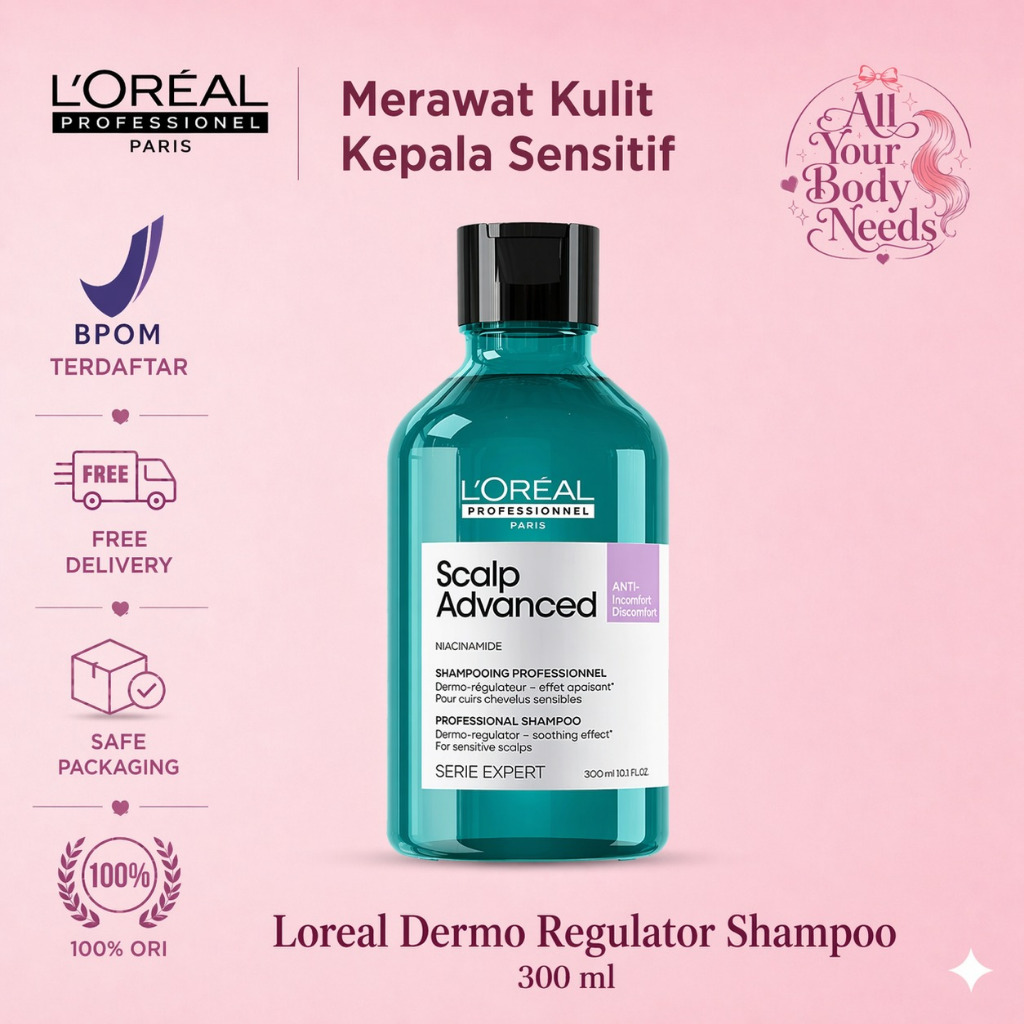 Loreal Dermo Regulator Sensi Balance Shampoo 300 ML Shampoo Perawatan Rambut Sensitif Kemerahan Iritasi