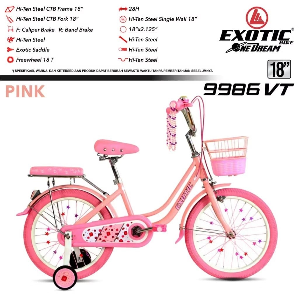 Sepeda Anak Perempuan Merk Exotic 9986 Vt