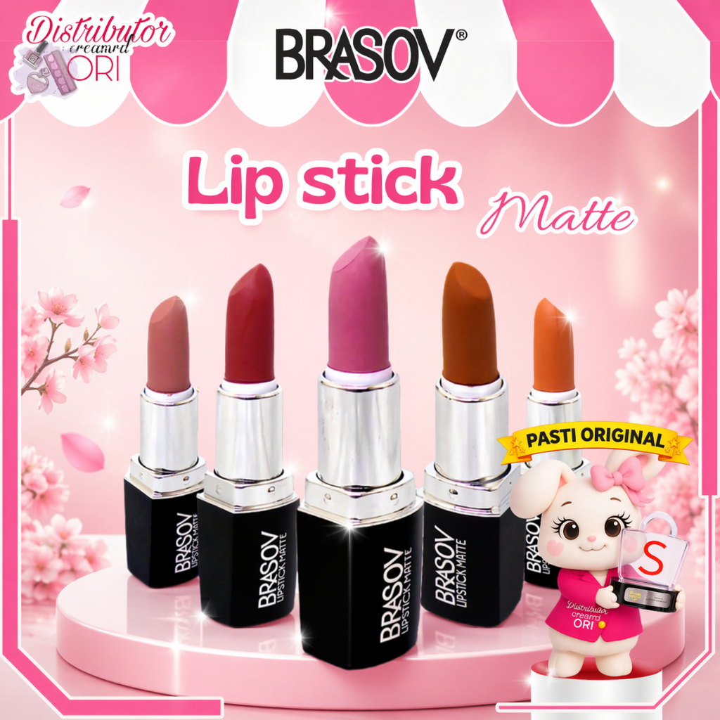 BRASOV Lipstick Matte Shade 01 - 08 Lipstik Pigmented Perona Bibir